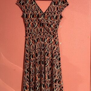 Courtenay Black and Brown Geometric Maxi Dress
